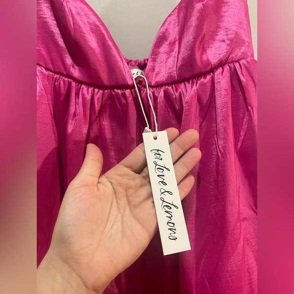 For Love And Lemons Selena Pink Taffeta Mini Dress Size S NWT - Picture 6 of 9